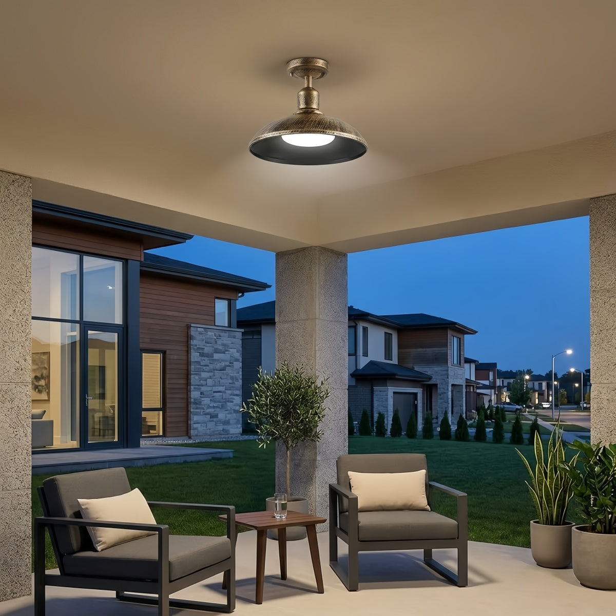 Irondale Industrial Waterproof Pendant Light -- Black/Brass Iron for Outdoor Wall