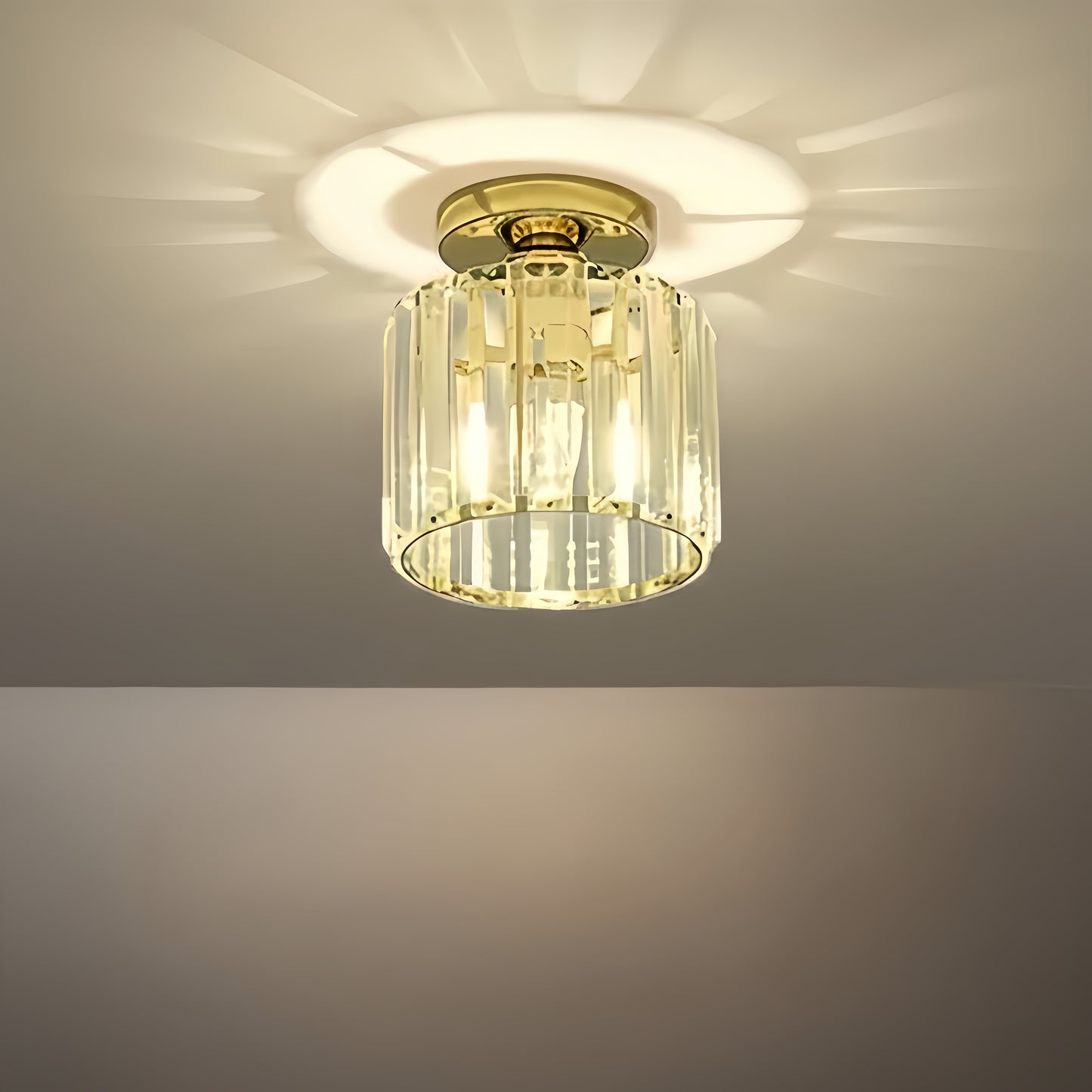 Vetro Modern Ceiling Lamp Metal/Crystal Design in Black/Gold/Silver for Bedroom