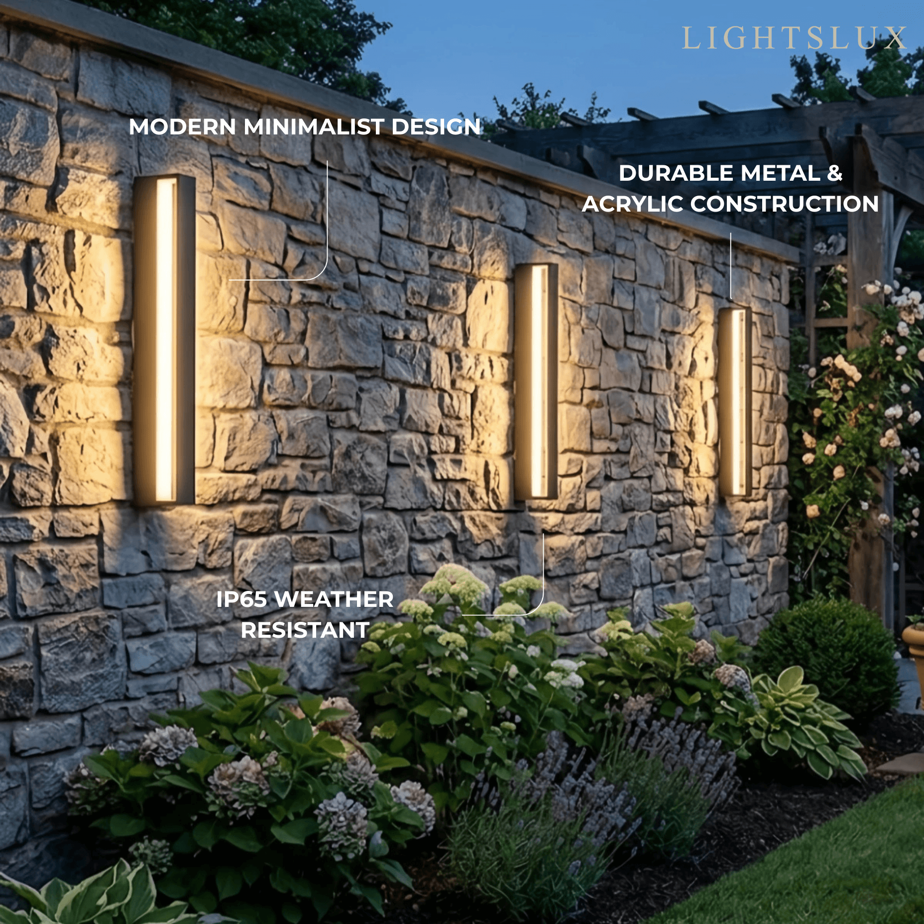 Arcato Modern Rectangular Outdoor Wall Lamp – Metal Sensor Light Garden/Patio