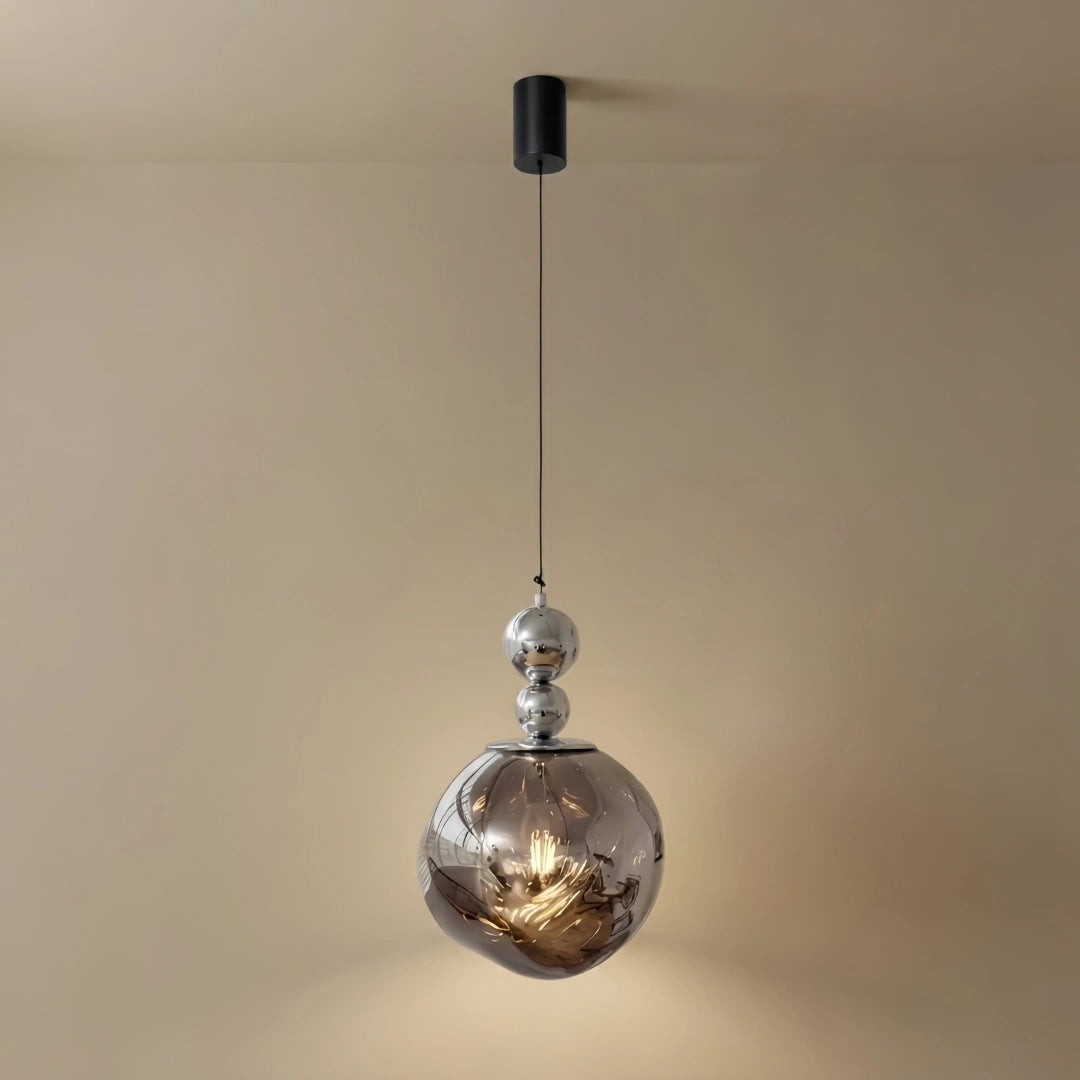 Lunara Modern Pendant Light – Acrylic Globe & Carbon Steel for Bedroom