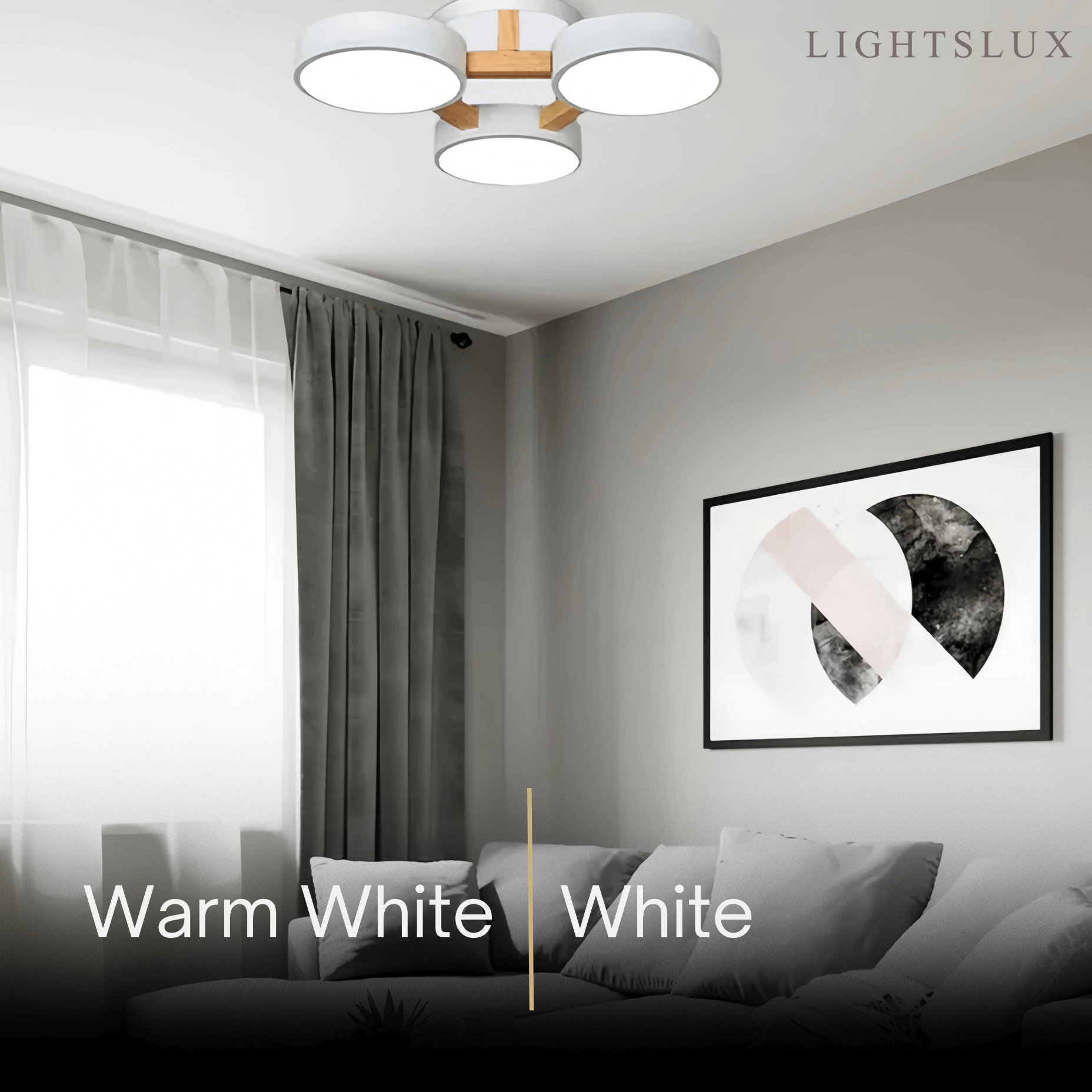 Arcato Modern Round Ceiling Light – 3-Color Fixture with Three Heads Bedroom