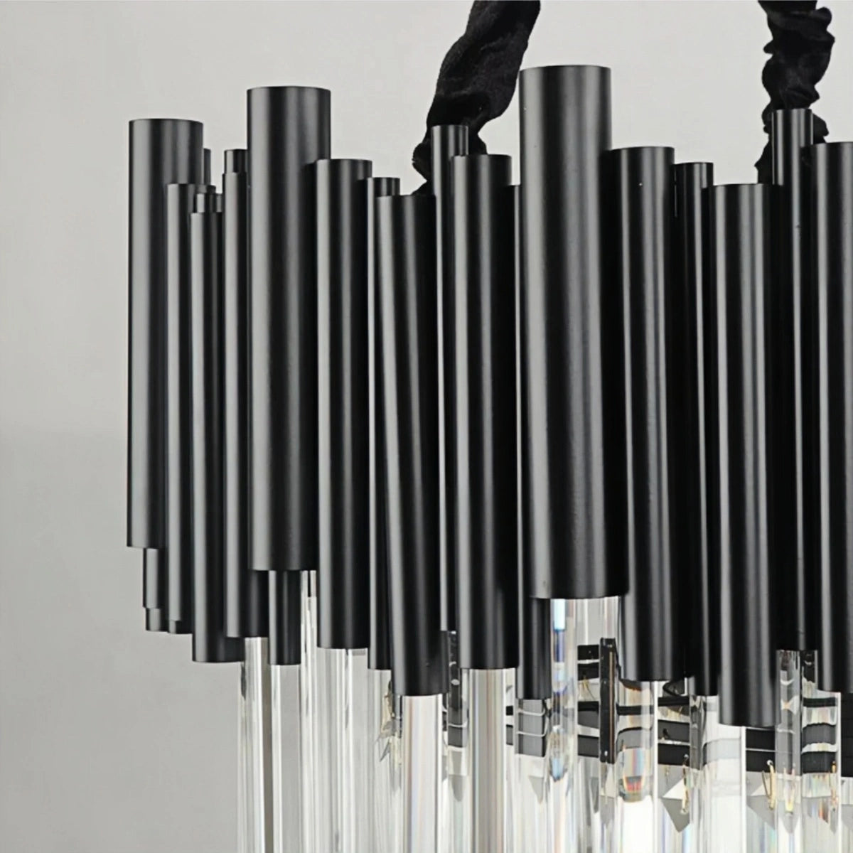 Excelis Modern Crystal Chandelier – Black Frame Sparkling Focal Point for Dining/Living Room