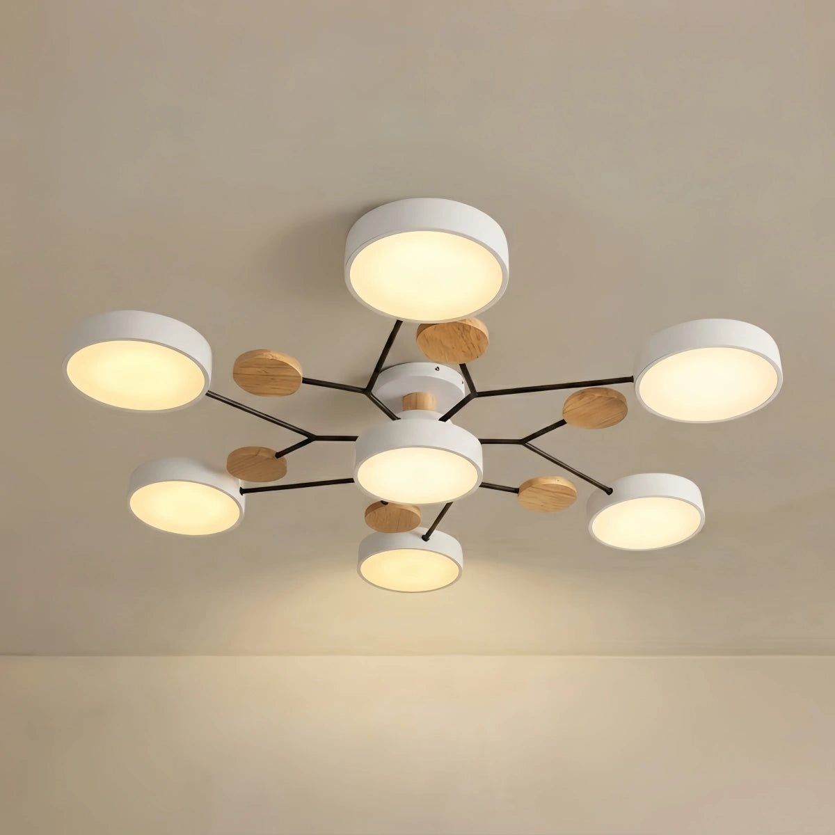 Arcato Modern Round Metal Ceiling Light - Multi-Head in Gray/Green/White for Living Room