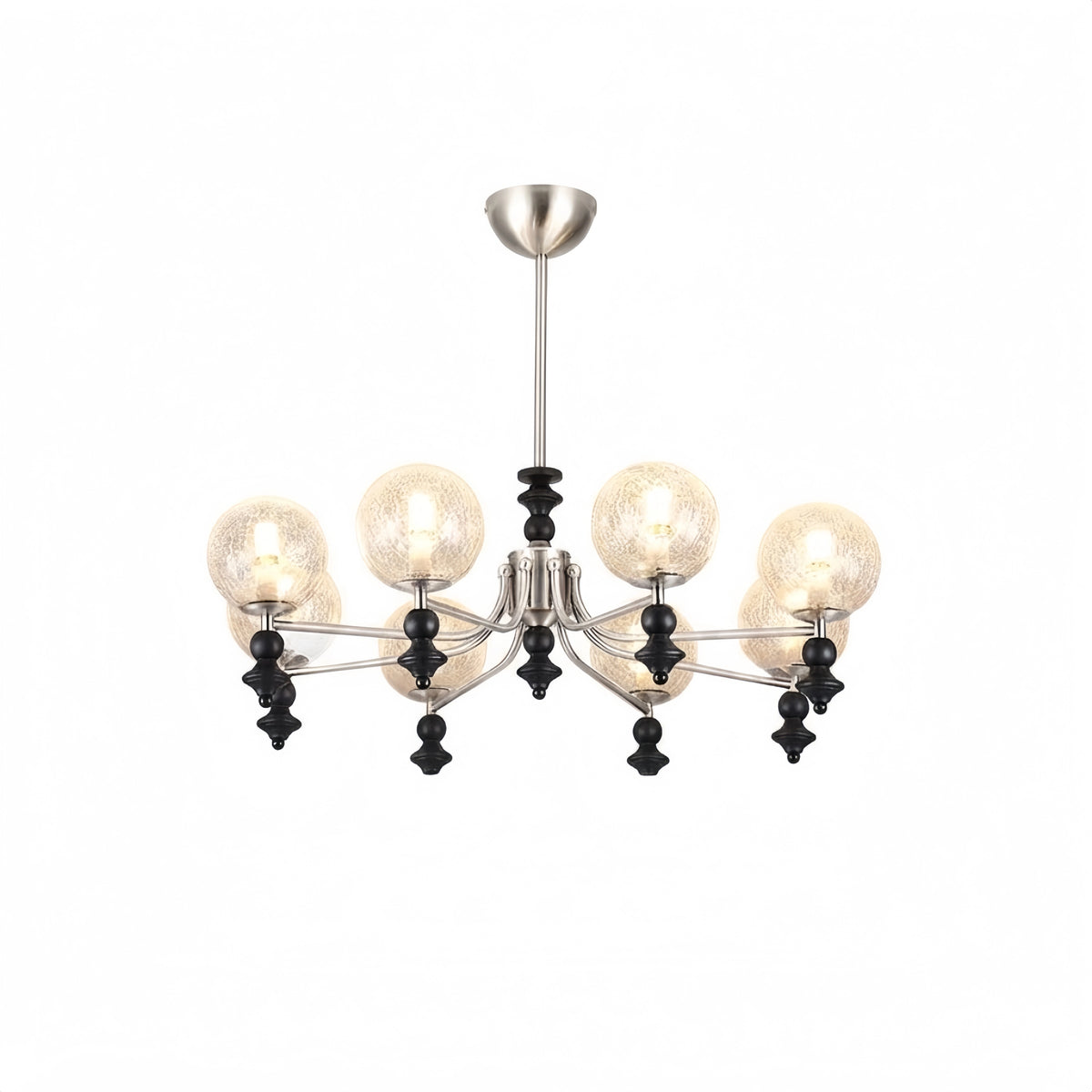 Velora Modern Natural Chandelier with Glass Shades for Living Spaces