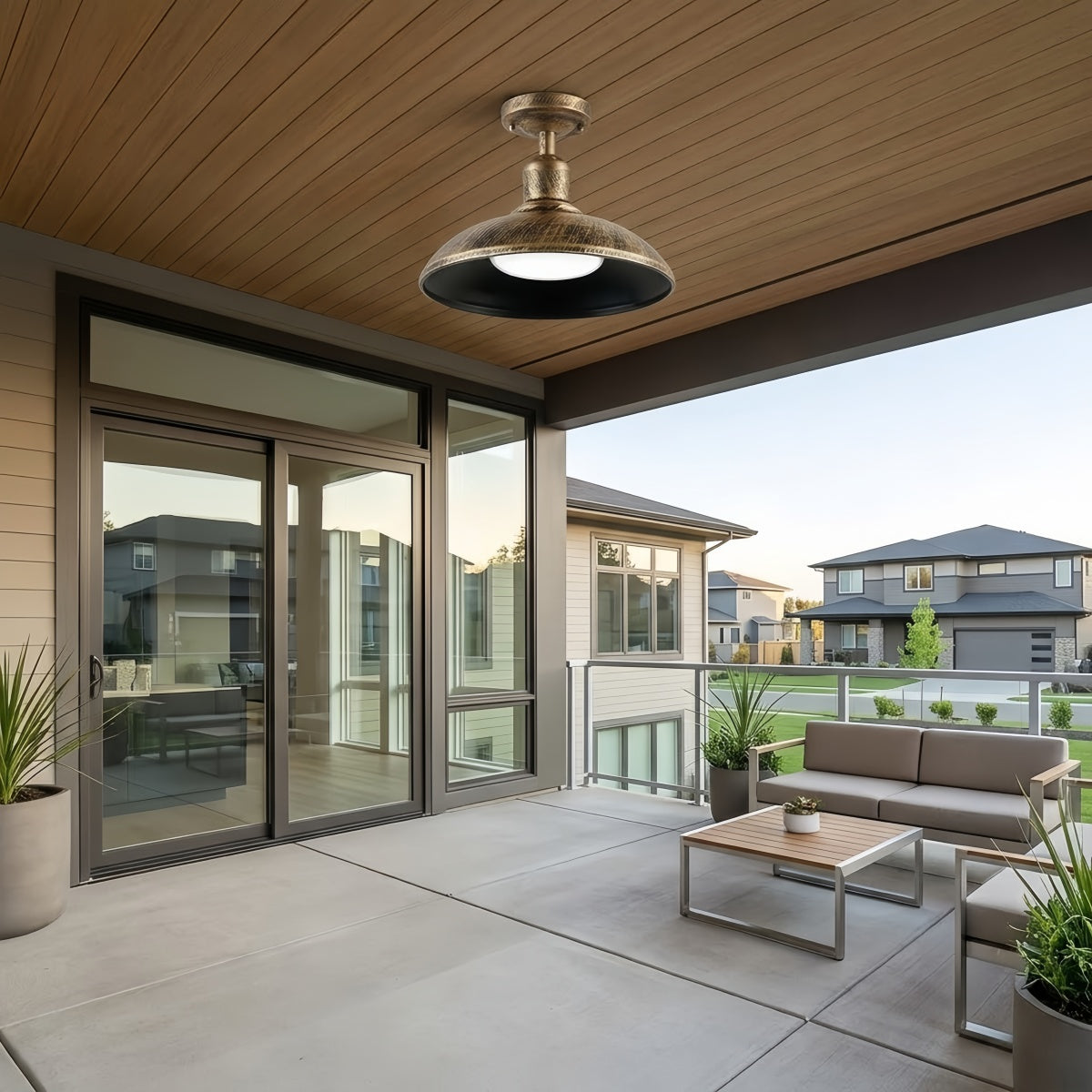 Irondale Industrial Waterproof Pendant Light -- Black/Brass Iron for Outdoor Wall