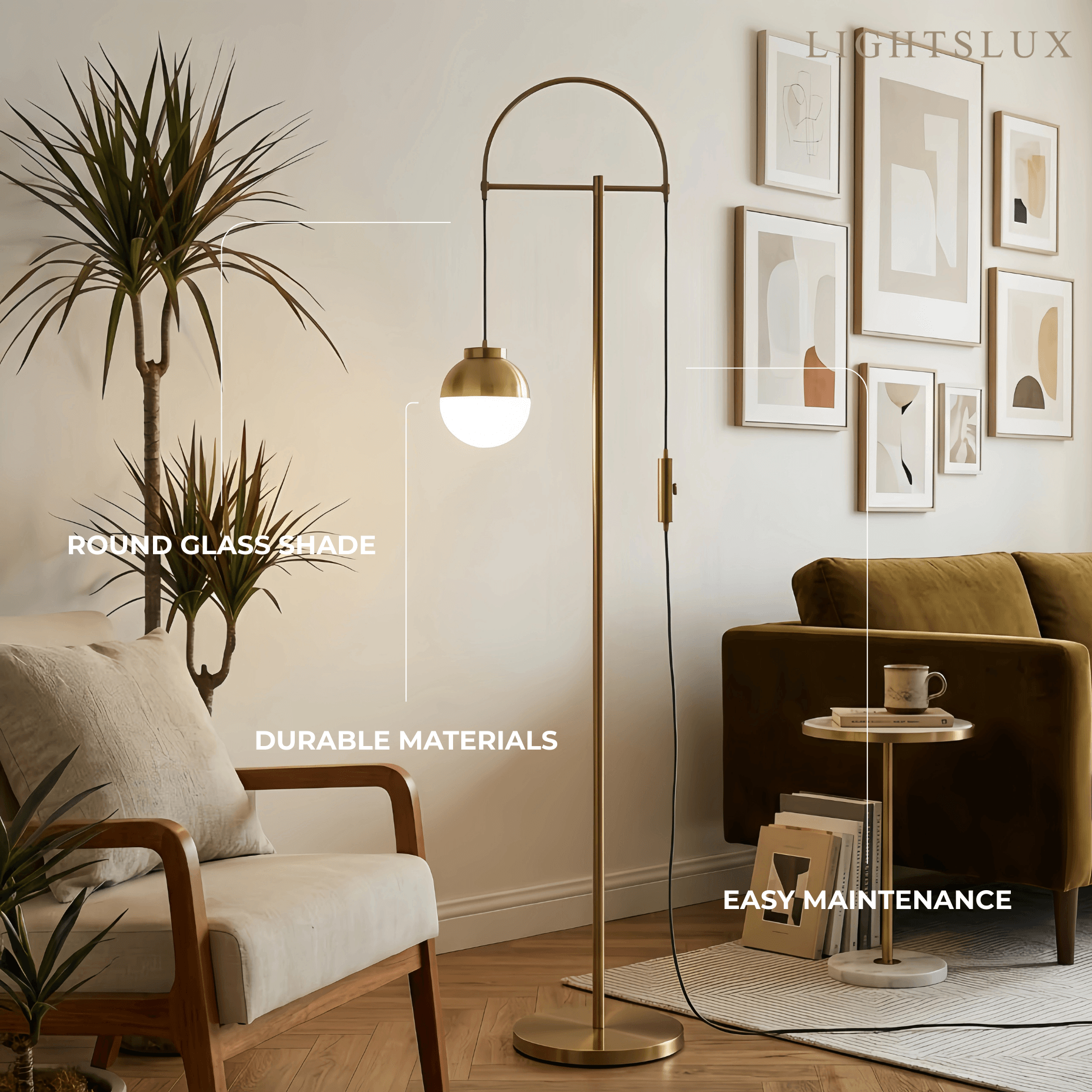 Velora Modern Gold Floor Lamp