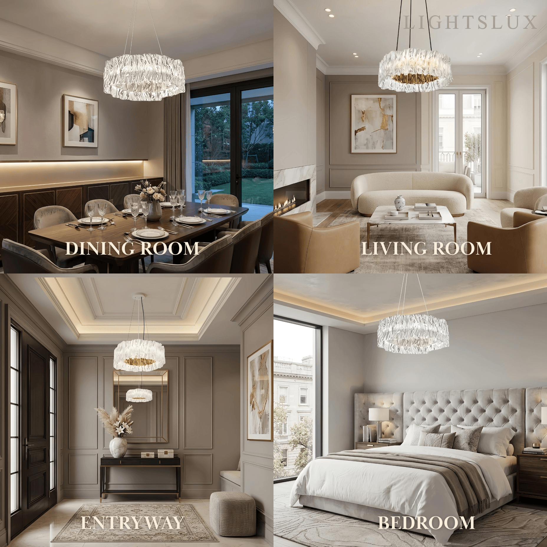 Pendant Light – White/Gold/Chrome Acrylic for Living Room