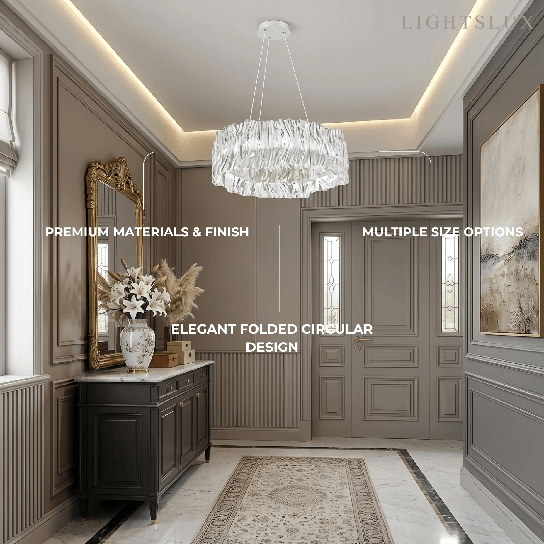 Pendant Light – White/Gold/Chrome Acrylic for Living Room