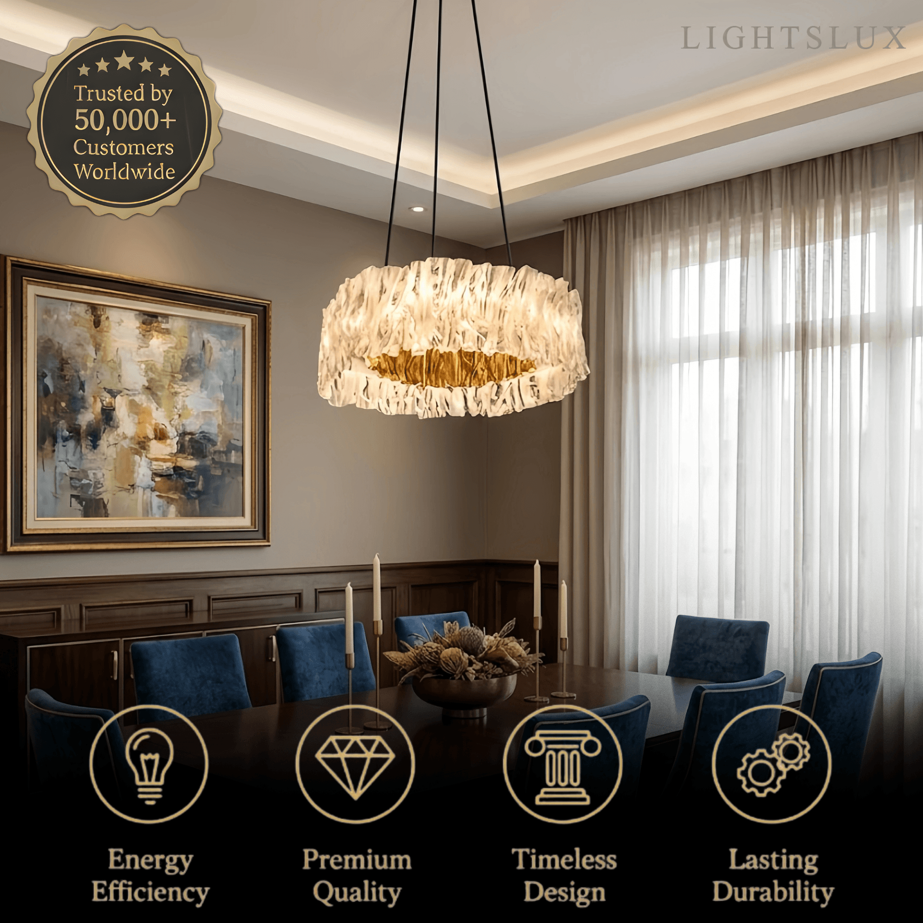 Pendant Light – White/Gold/Chrome Acrylic for Living Room