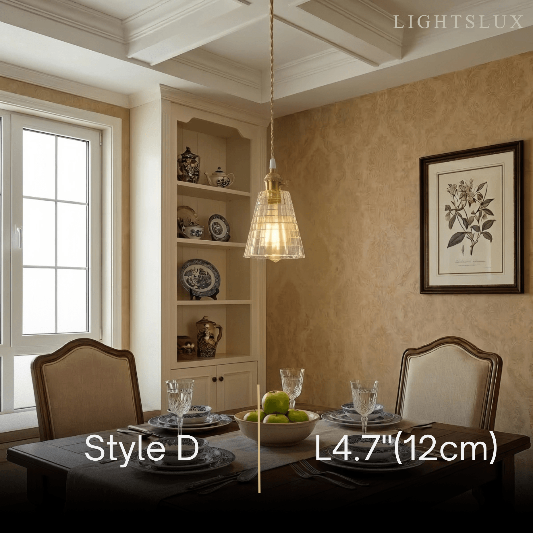 Pendant Light – Clear Blown Glass with Brass Finish for Bedroom