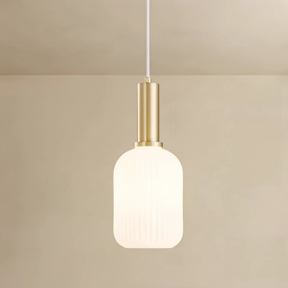 Nordic White Pendant Light - Metal & Glass Geometric Design for Living Room