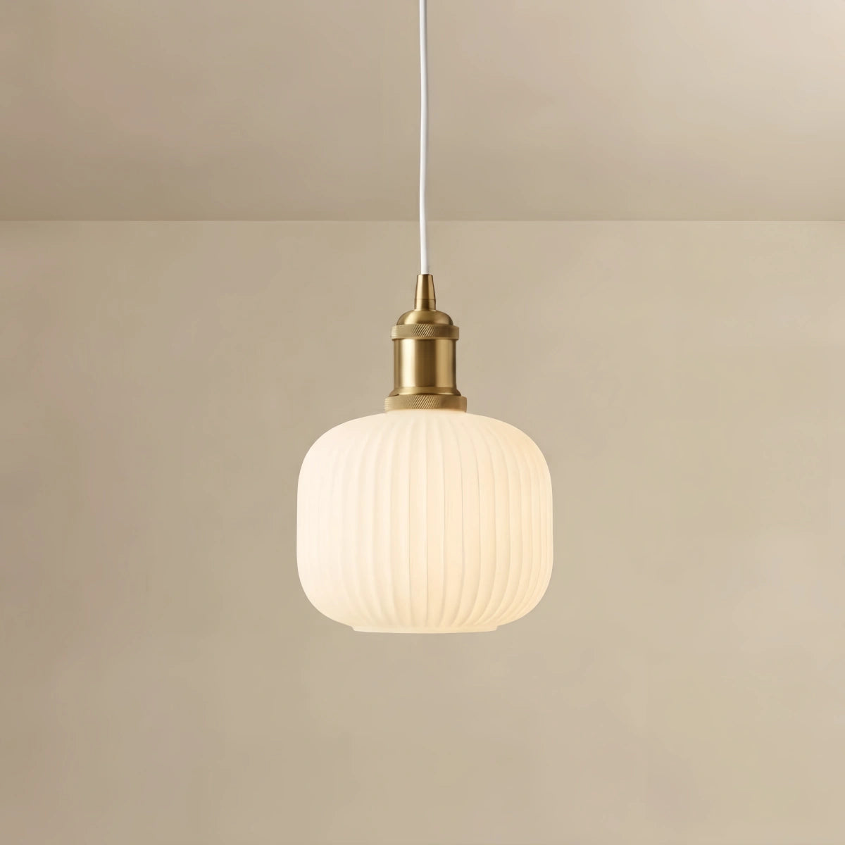 Crema Nordic White Pendant Light - Metal & Glass Geometric Design