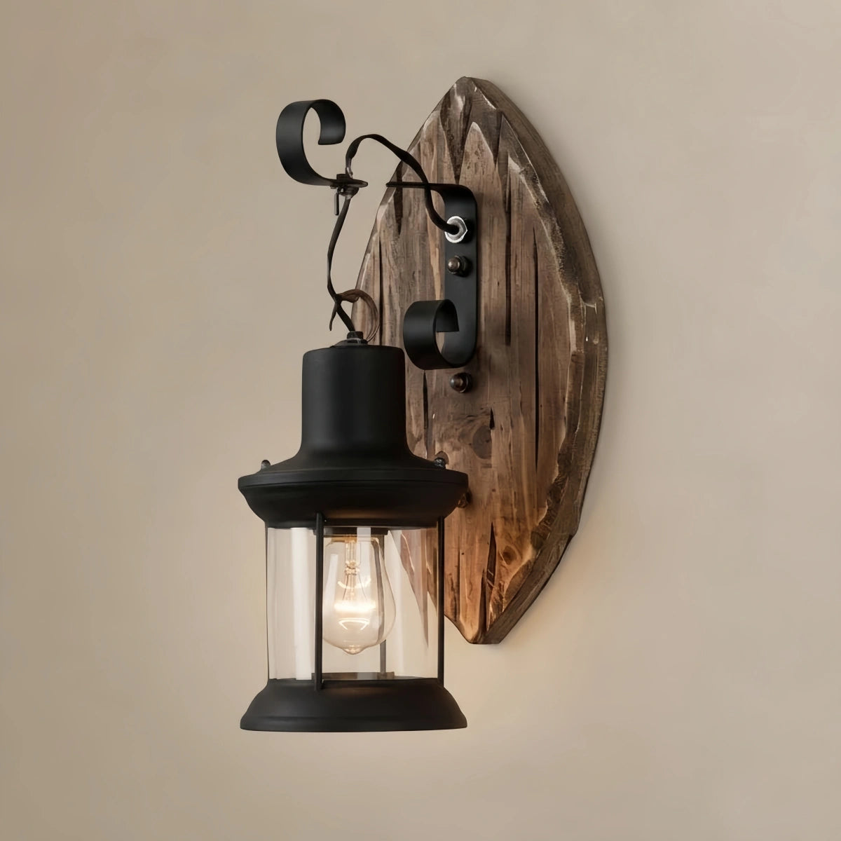 Industrial Black Metal Wall Lamp - Lantern for Dining Room