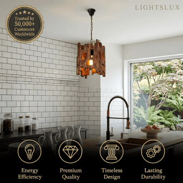 Zenno Rustic Wood Pendant Light