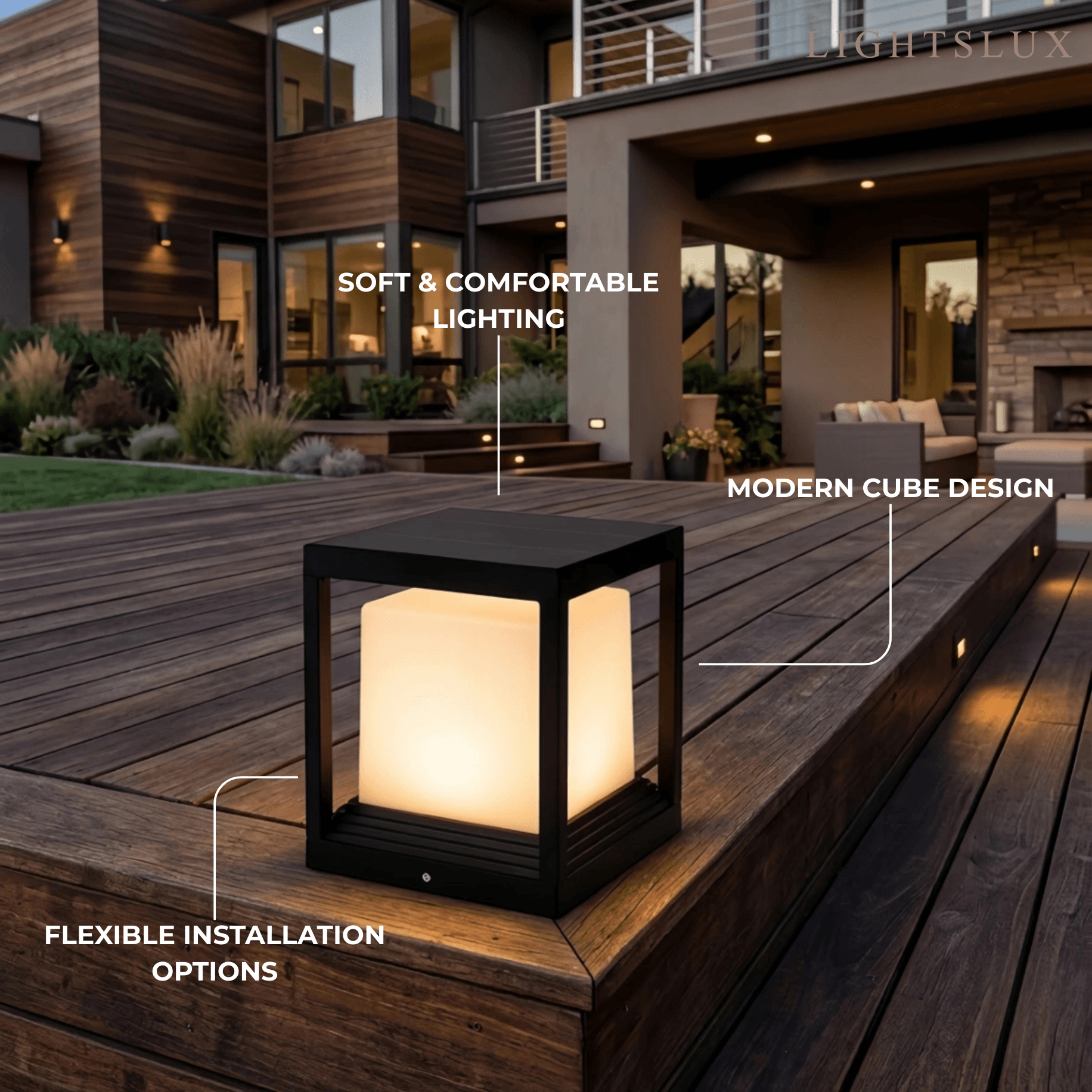 Arcato Modern Square Outdoor Pillar Light