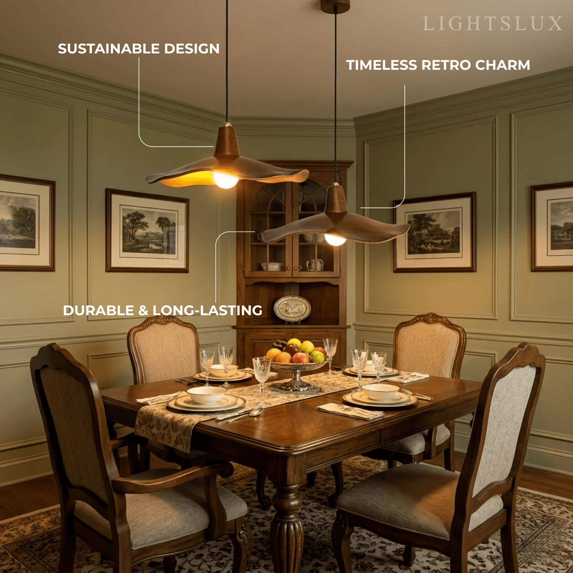 Wave Pendant Light – Mahogany Resin & Metal Design