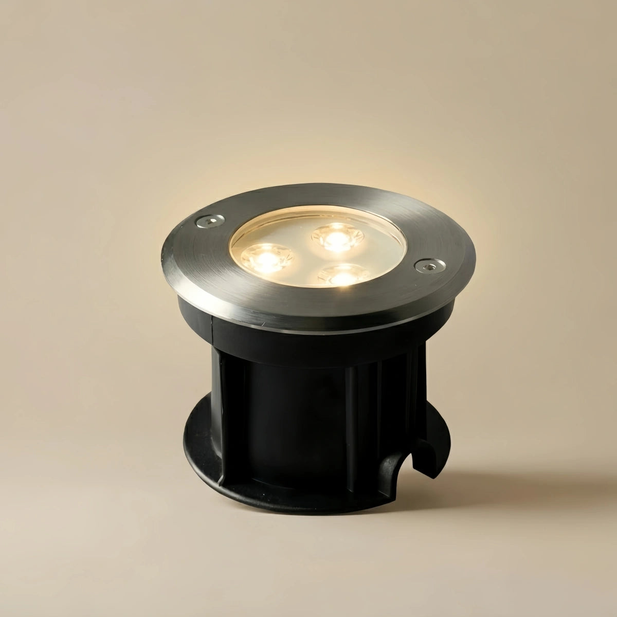 Irondale Minimalist Outdoor Ground Lights - Black Metal & Glass Round Design for Garden