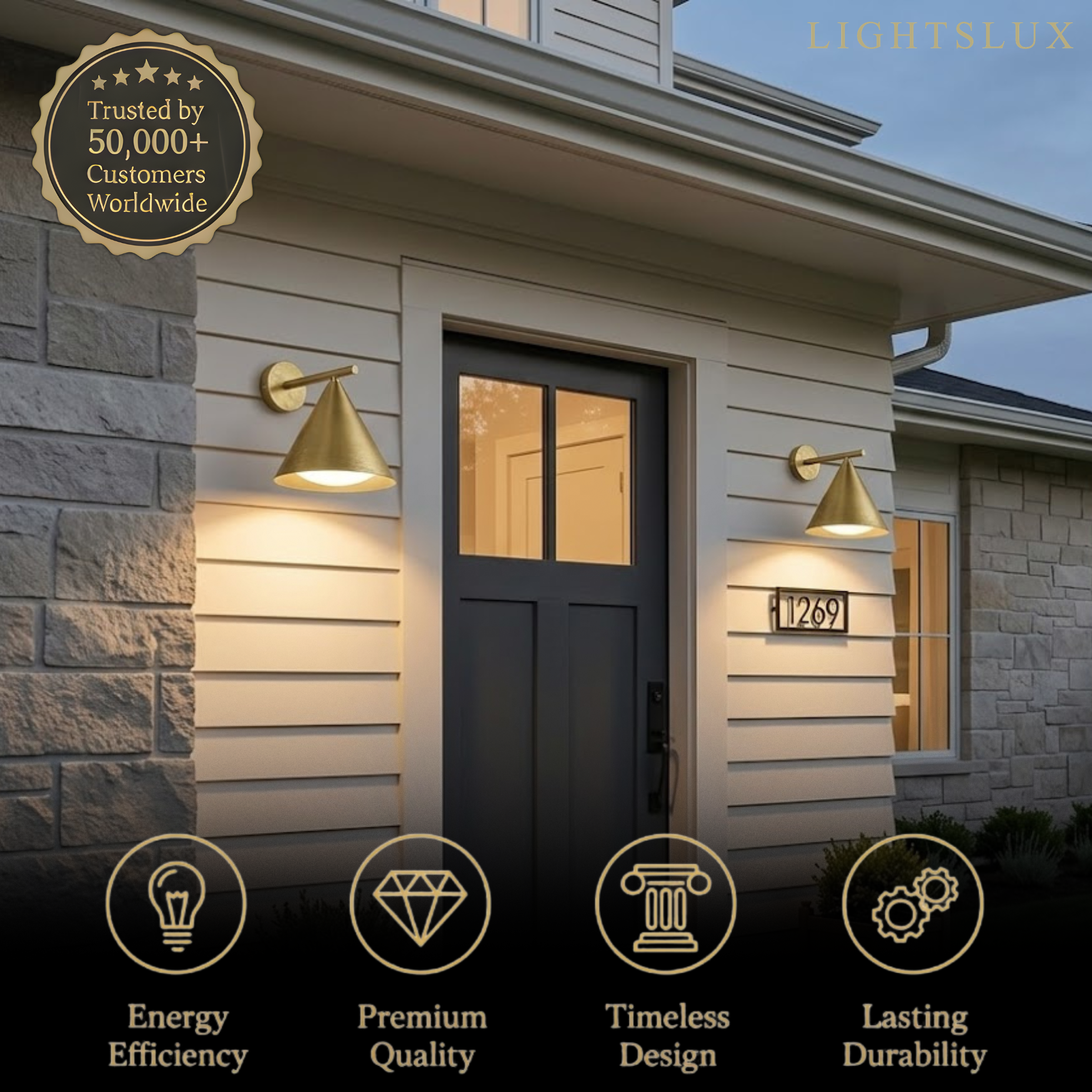 Irondale Minimalist Conical Outdoor Wall Lamp – Black Metal Light for Exterior Wall