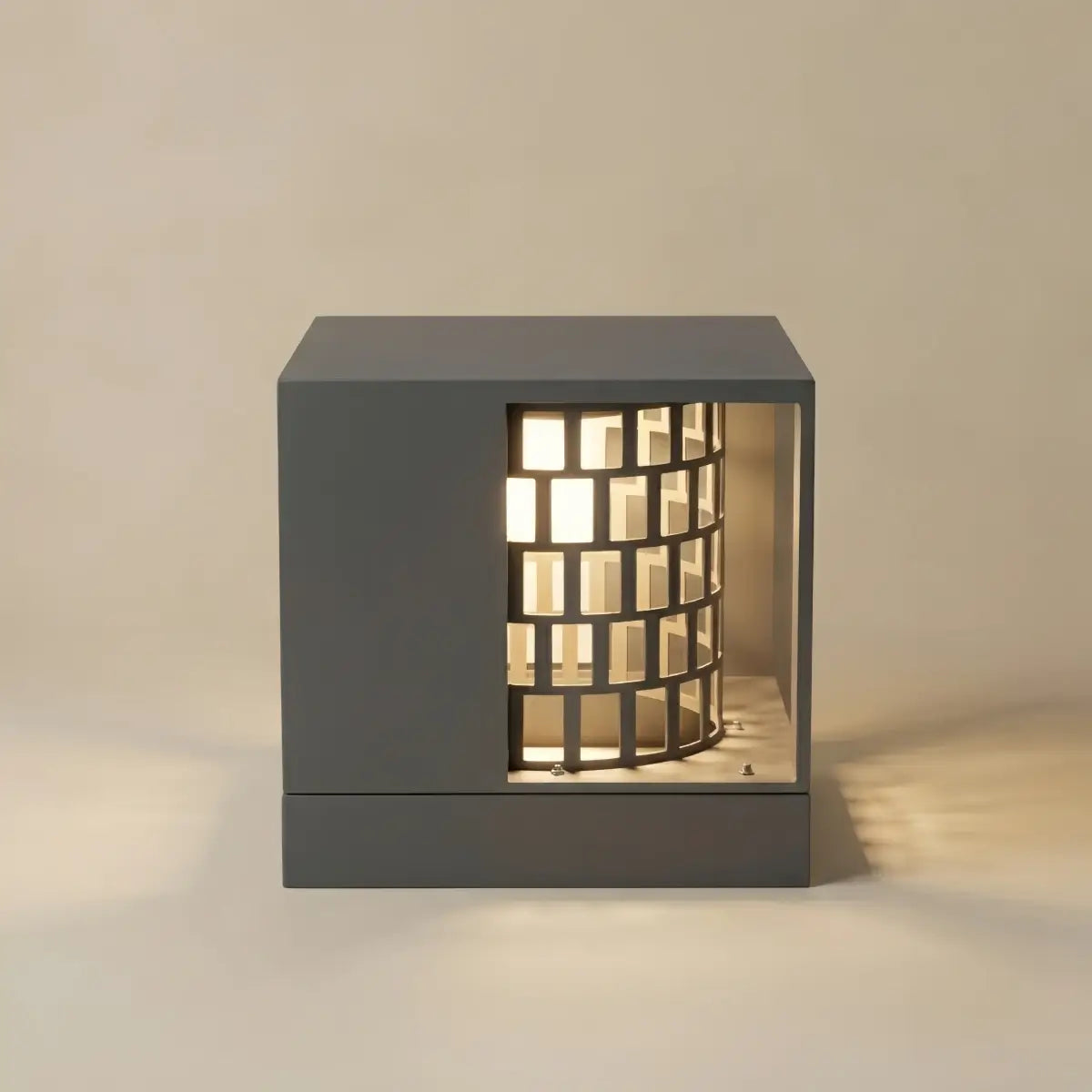 ALS769Arcato Art Deco Pillar Light - Dark Gray Square Metal & Acrylic Design for Garden