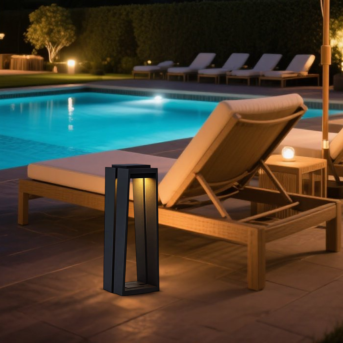 Industrial Metal & Glass Outdoor Floor Lamp