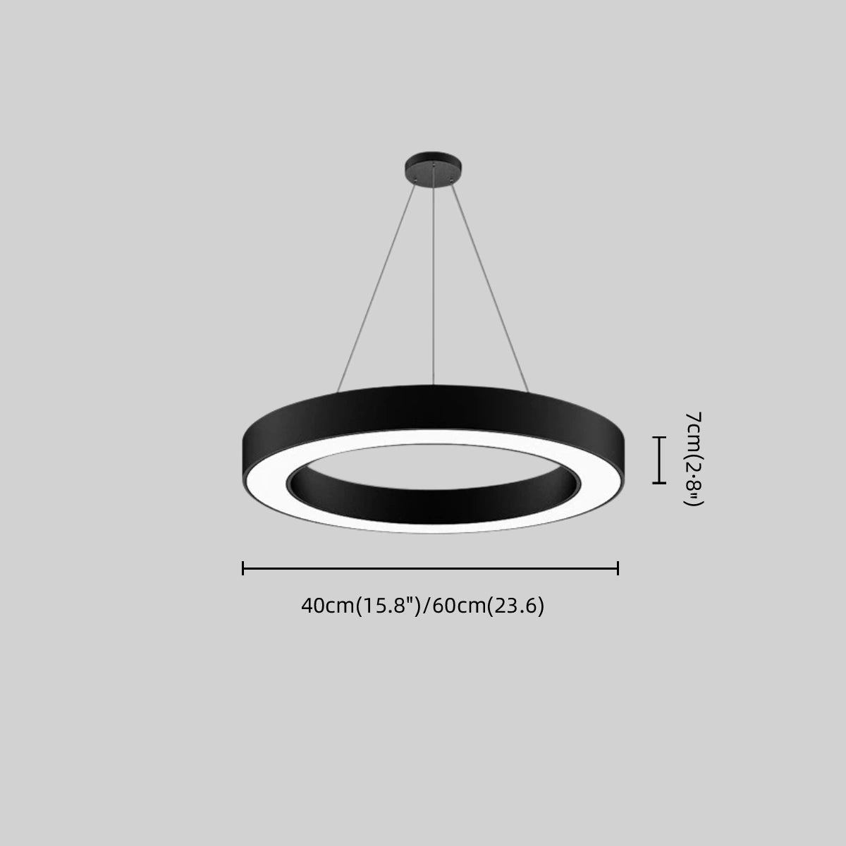 Embrace Modern Ring Pendant Light - Black Acrylic for Dining Room
