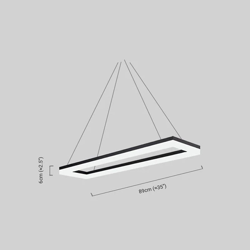 Arcato Modern Rectangular Pendant Light - Black Metal/Acrylic for Dining Room