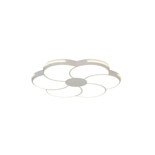 Dimmable Ceiling Light — White Metal & Acrylic Floral Design
