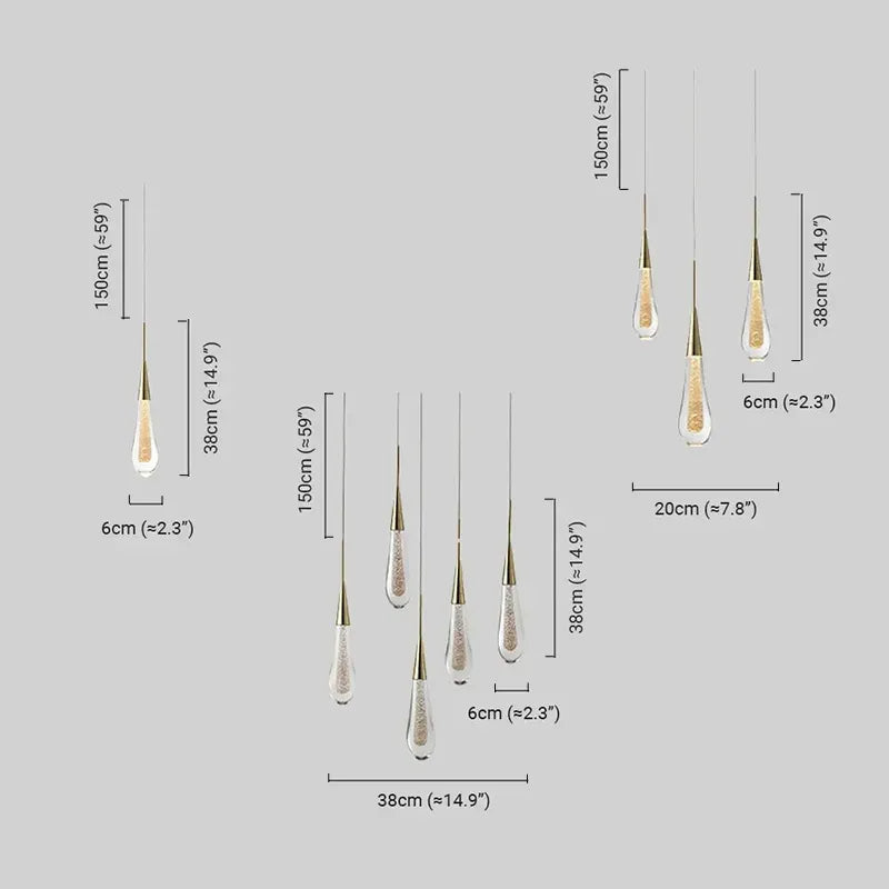 Excelis Art Deco Teardrop Pendant Light - Gold
