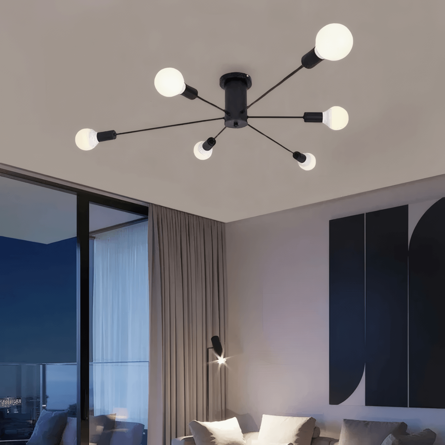 Modern Metal/Glass Black Ceiling Light