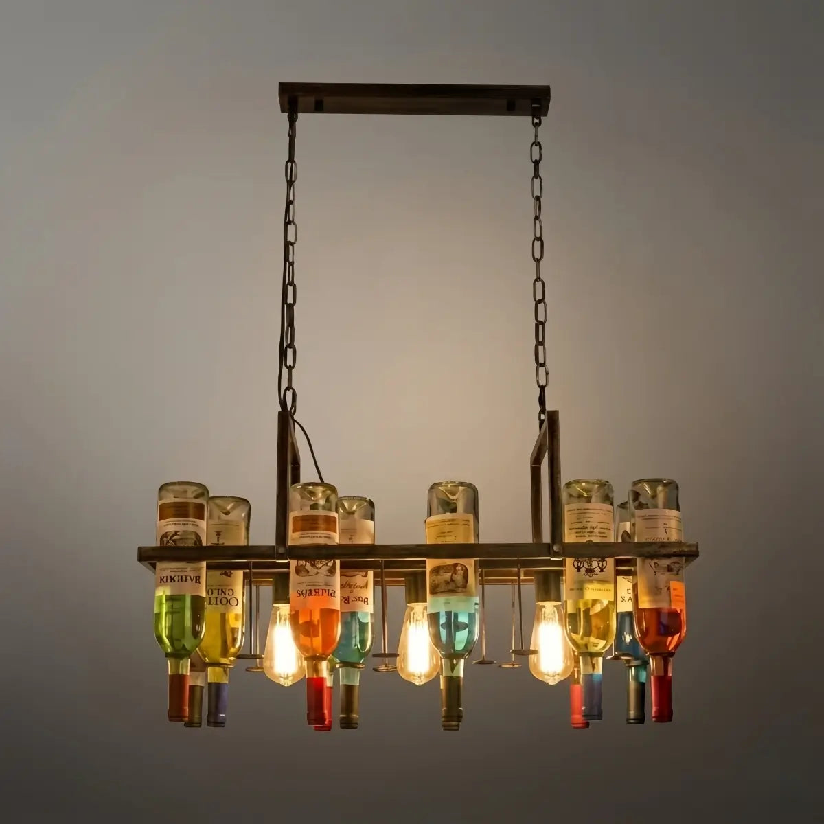 Arcato Art Deco Wine Bottle Pendant Light - Rust Glass Dining Room/Bar