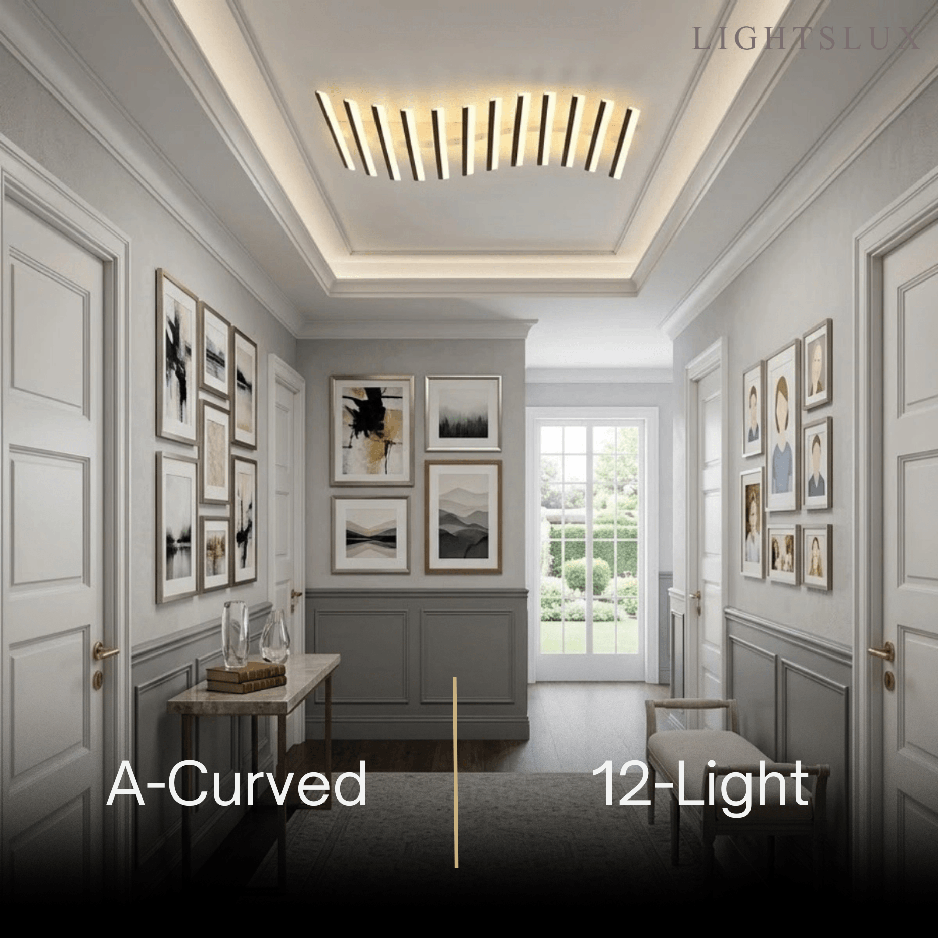 Arcato Minimalist Linear Flush Mount Light - Metal Ceiling Light for Living Room