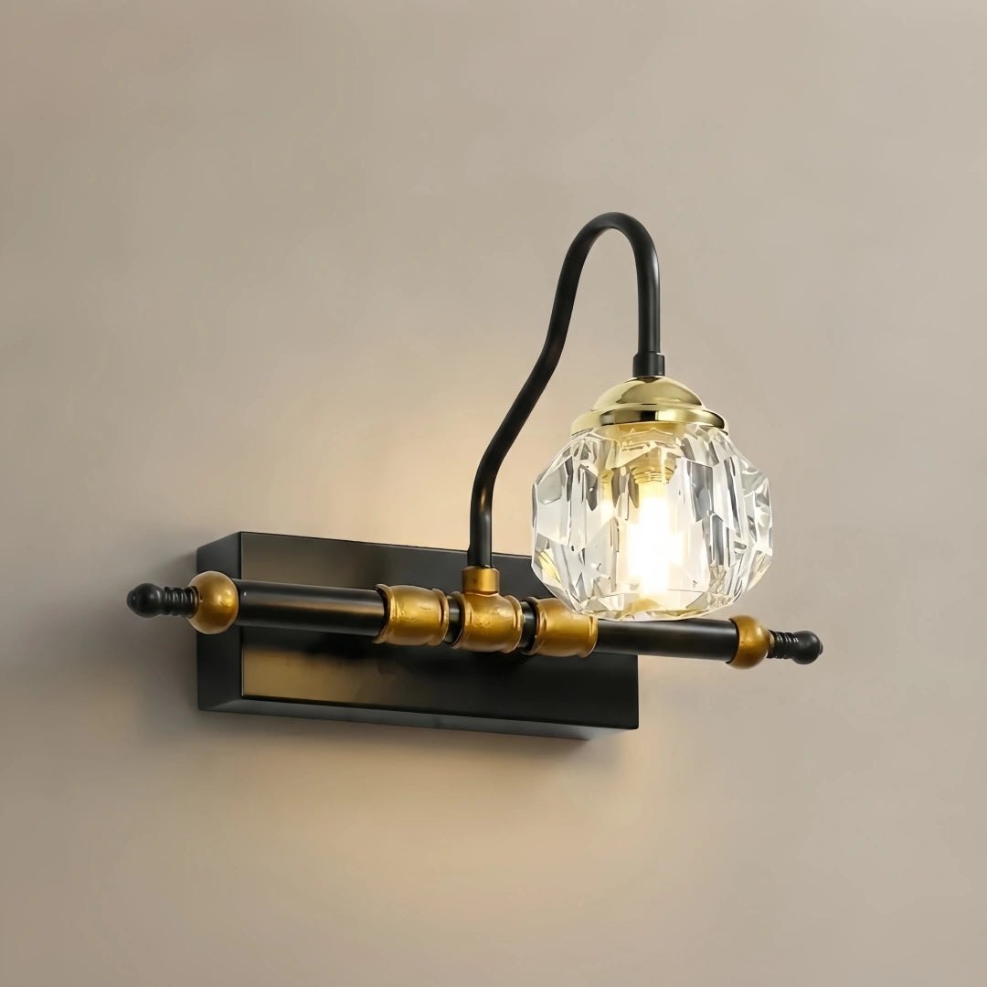 Crystal Globe LED Vanity Light — Black Metal 4 Sizes for Bathroom