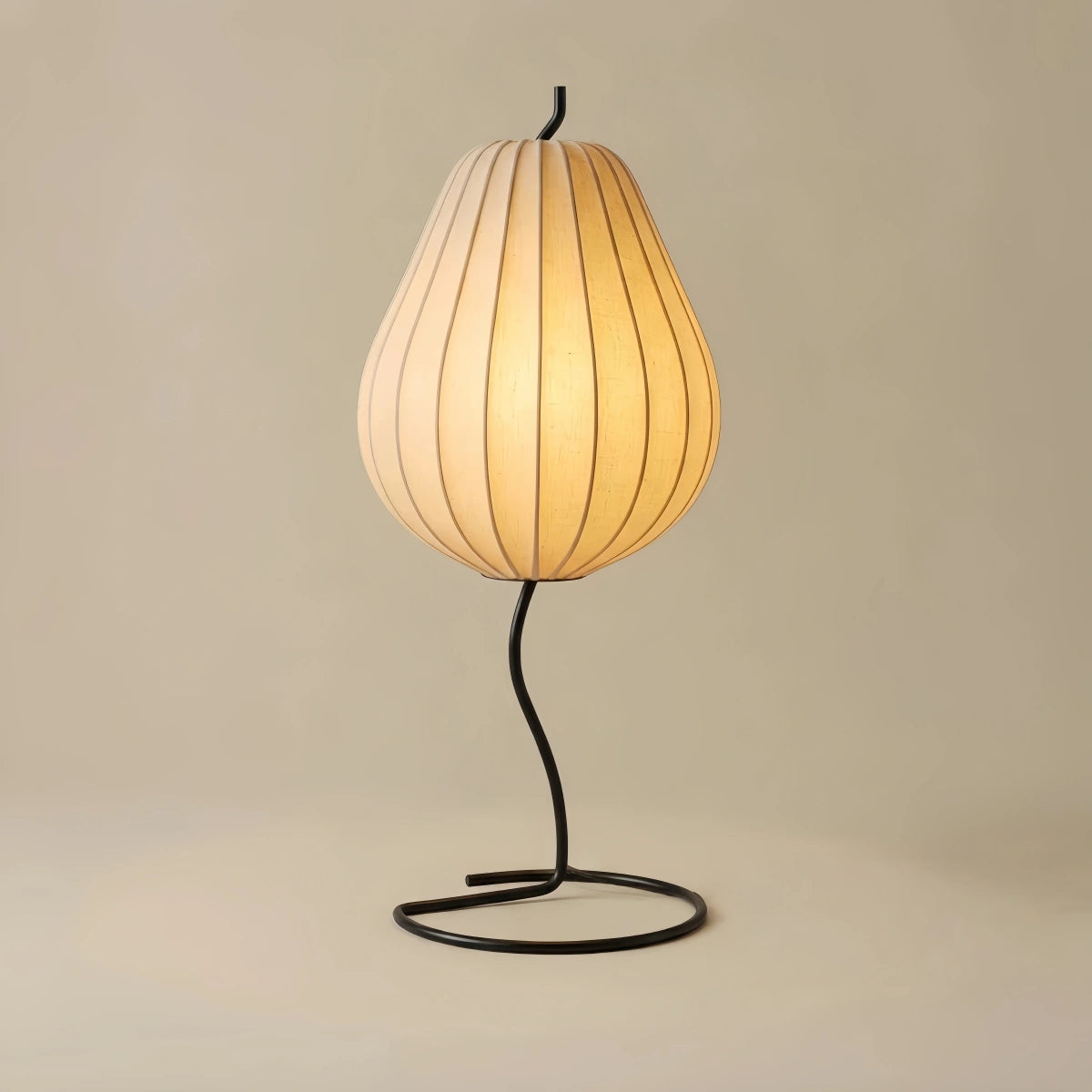 Zenno Japanese Style Floor Lamp with Pear-Shaped — White Metal for Bedroom