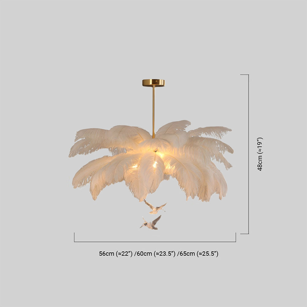 Art Deco Feather Pendant Light Dimension