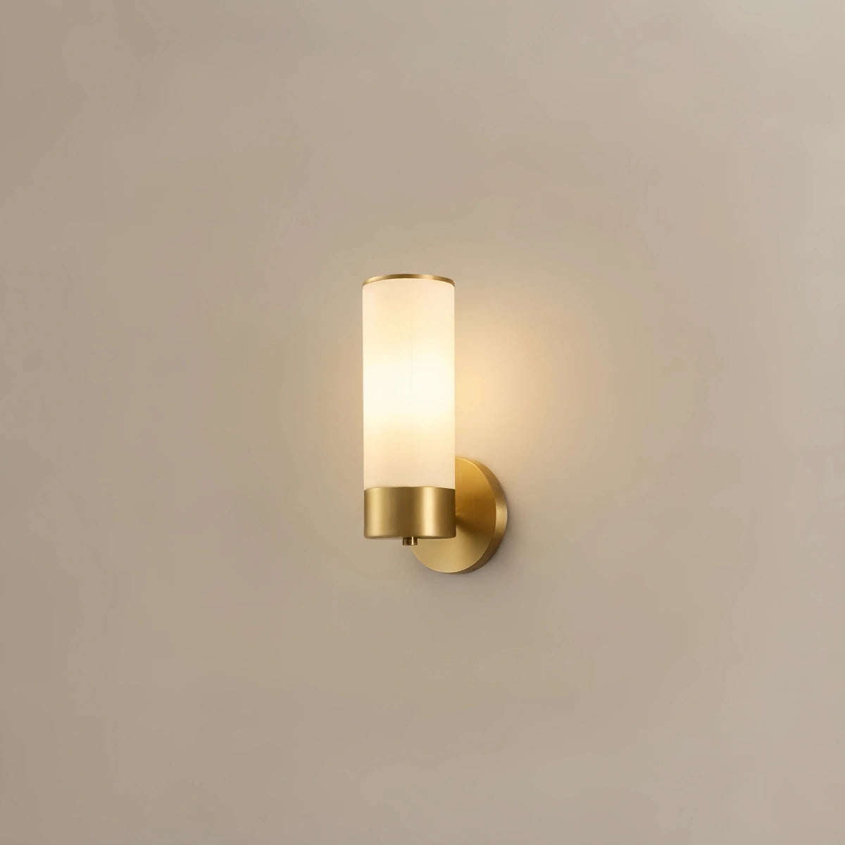 Excelis Royal Brass Wall Lamp - Metal Glass Cylinder for Living Room