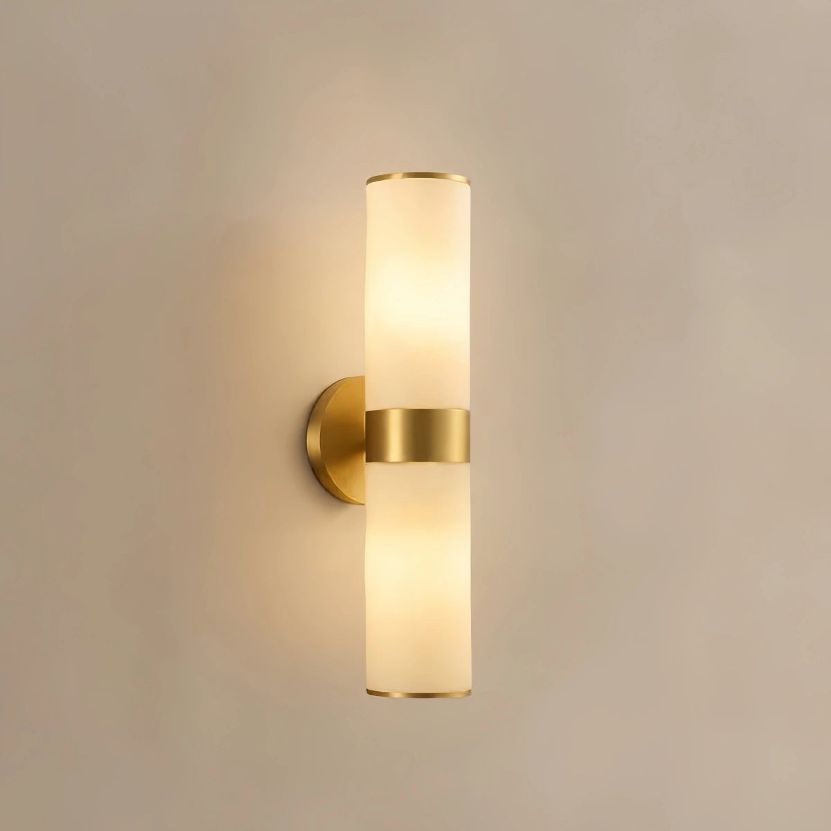 Excelis Royal Brass Wall Lamp - Metal Glass Cylinder for Living Room