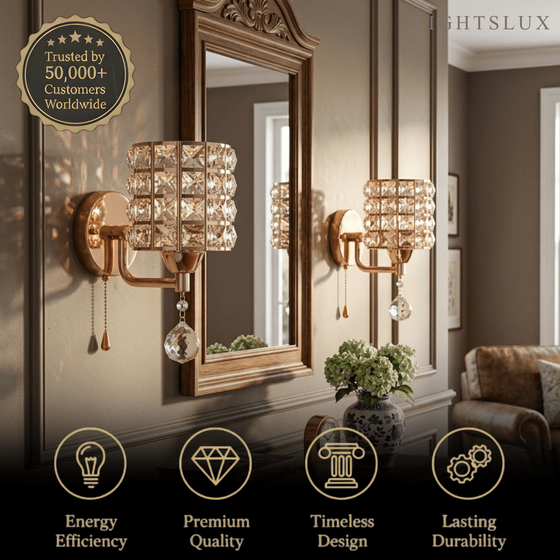 Excelis Modern Crystal Wall Lamp