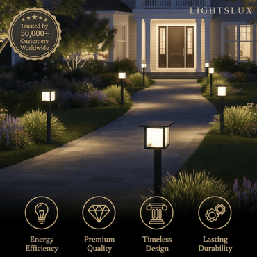 Modern Solar Pathway Lights - Black Metal Lantern Design