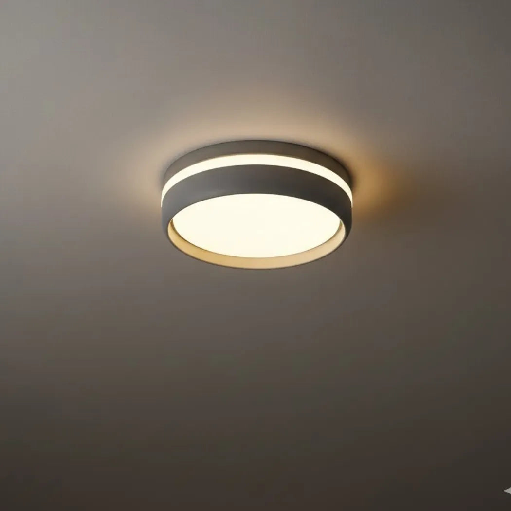 Embrace Modern Round Ceiling Light – Black or Grey Metal for Bedroom