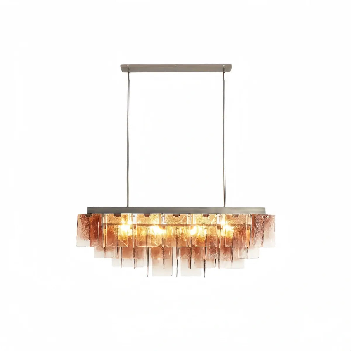 Excelis Luxury Linear Chandelier -- Layered Gradient Brown Glass