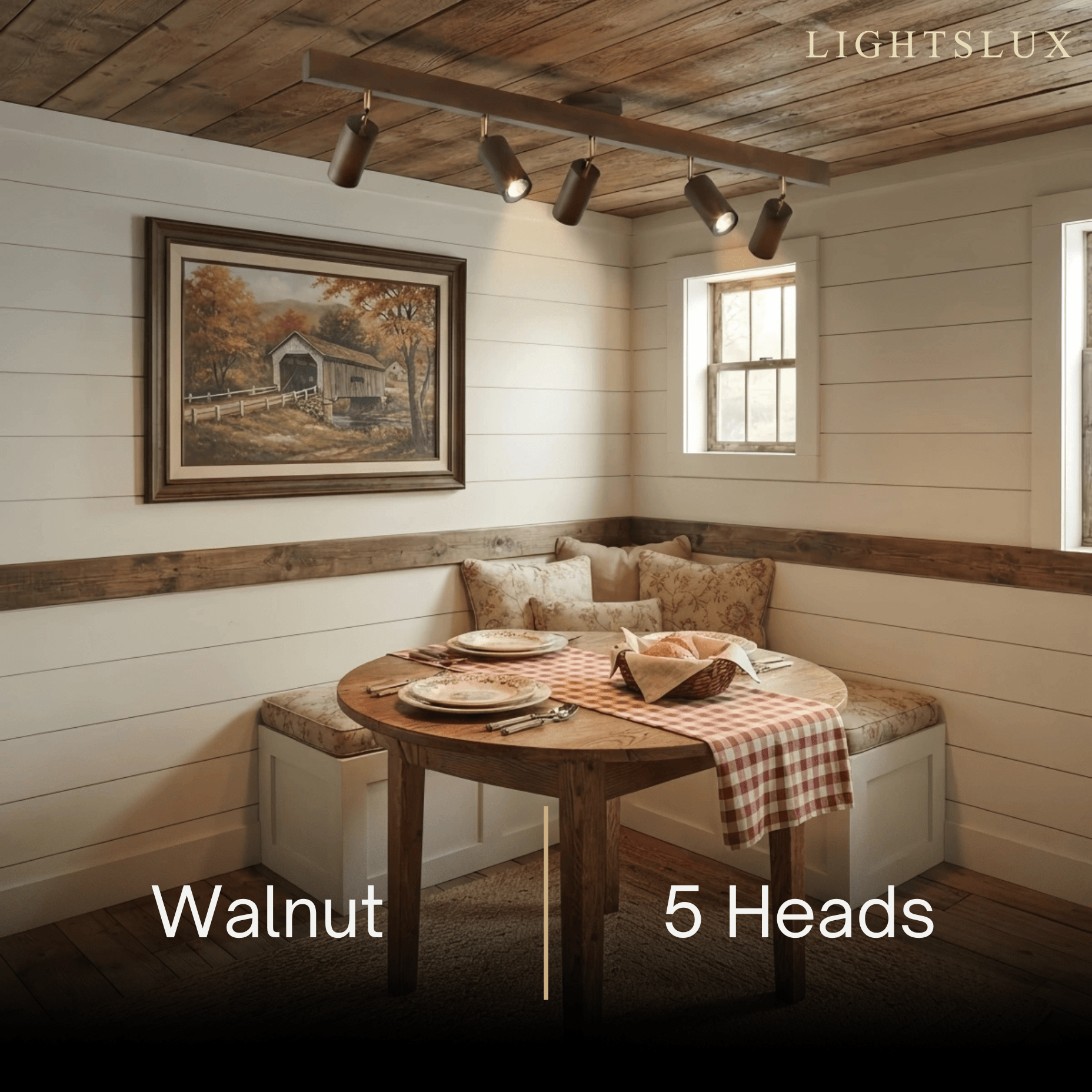 Zenno Modern Wood Track Lighting -- Adjustable Spotlights Walnut/Wood for Kitchen