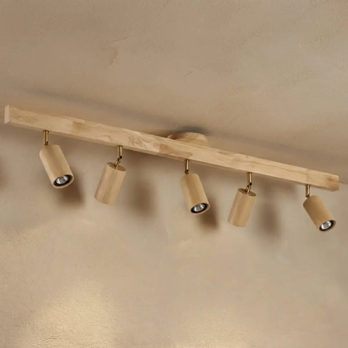 Zenno Modern Wood Track Lighting -- Adjustable Spotlights Walnut/Wood for Kitchen & Bar