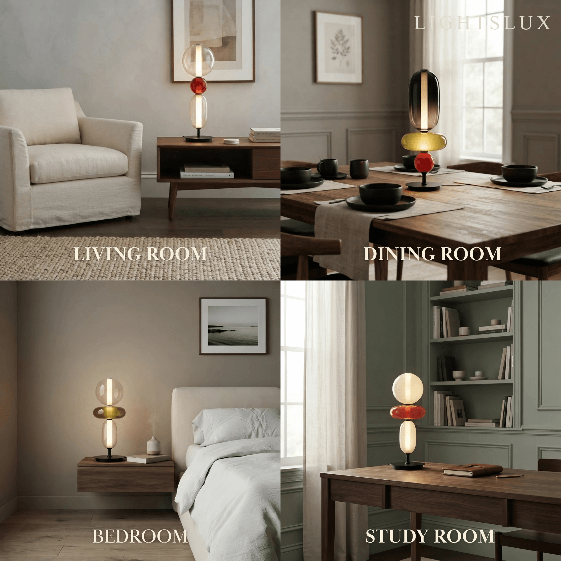 Vetro Art Deco Glass Table Lamp -- Hand-Blown Crystal LED Indoor