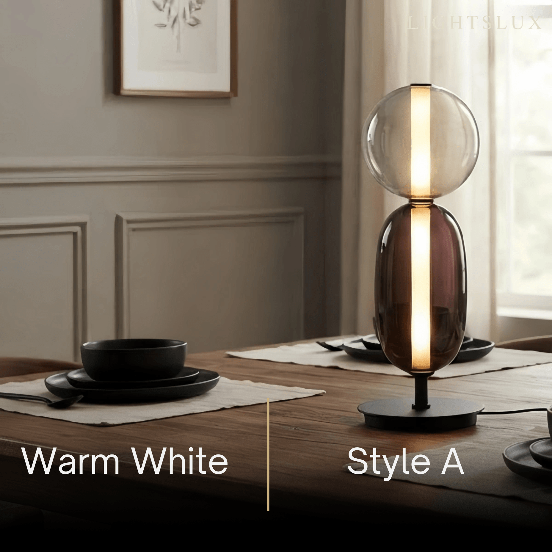 Vetro Art Deco Glass Table Lamp -- Hand-Blown Crystal LED