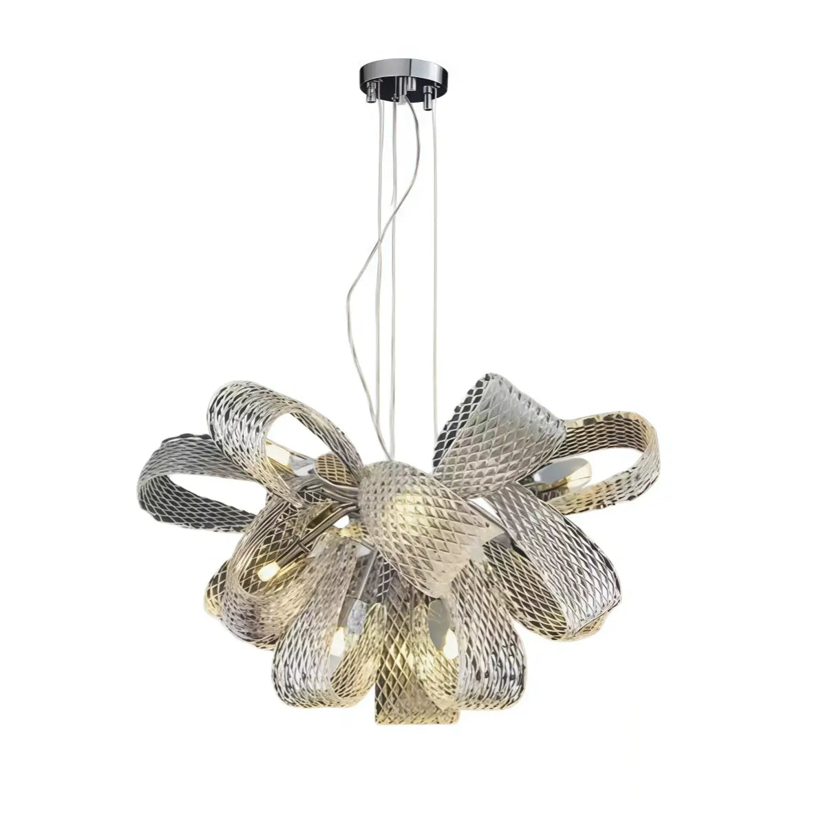 Excelis Luxury Chandelier Light--Glass & Stainless Steel for Living Room