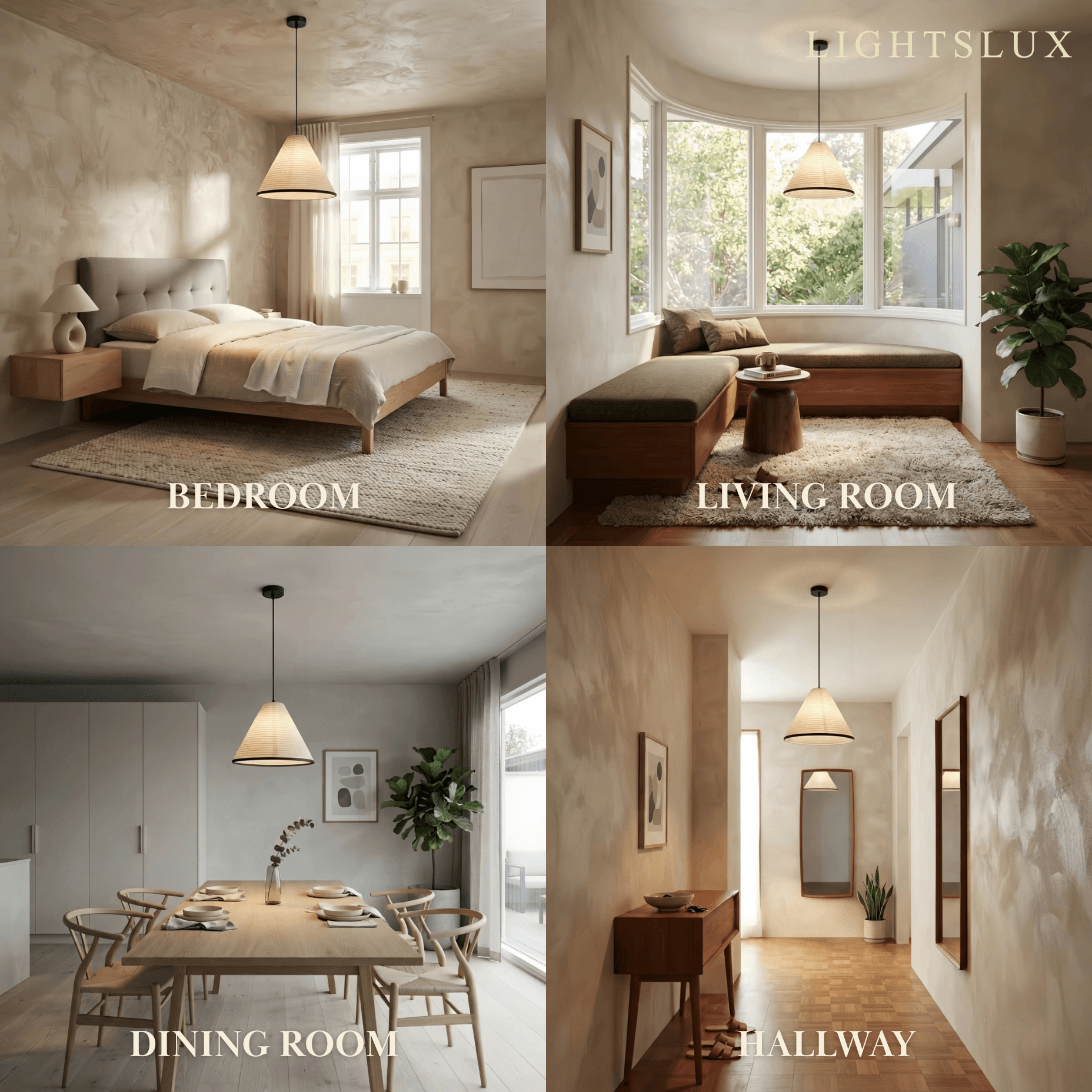 Wabi-sabi Paper Pendant Light — Metal Frame for Living Room