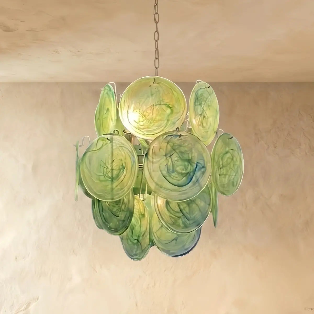 Vetro Art Deco Chandelier -- Dimmable 3-Color Change for green