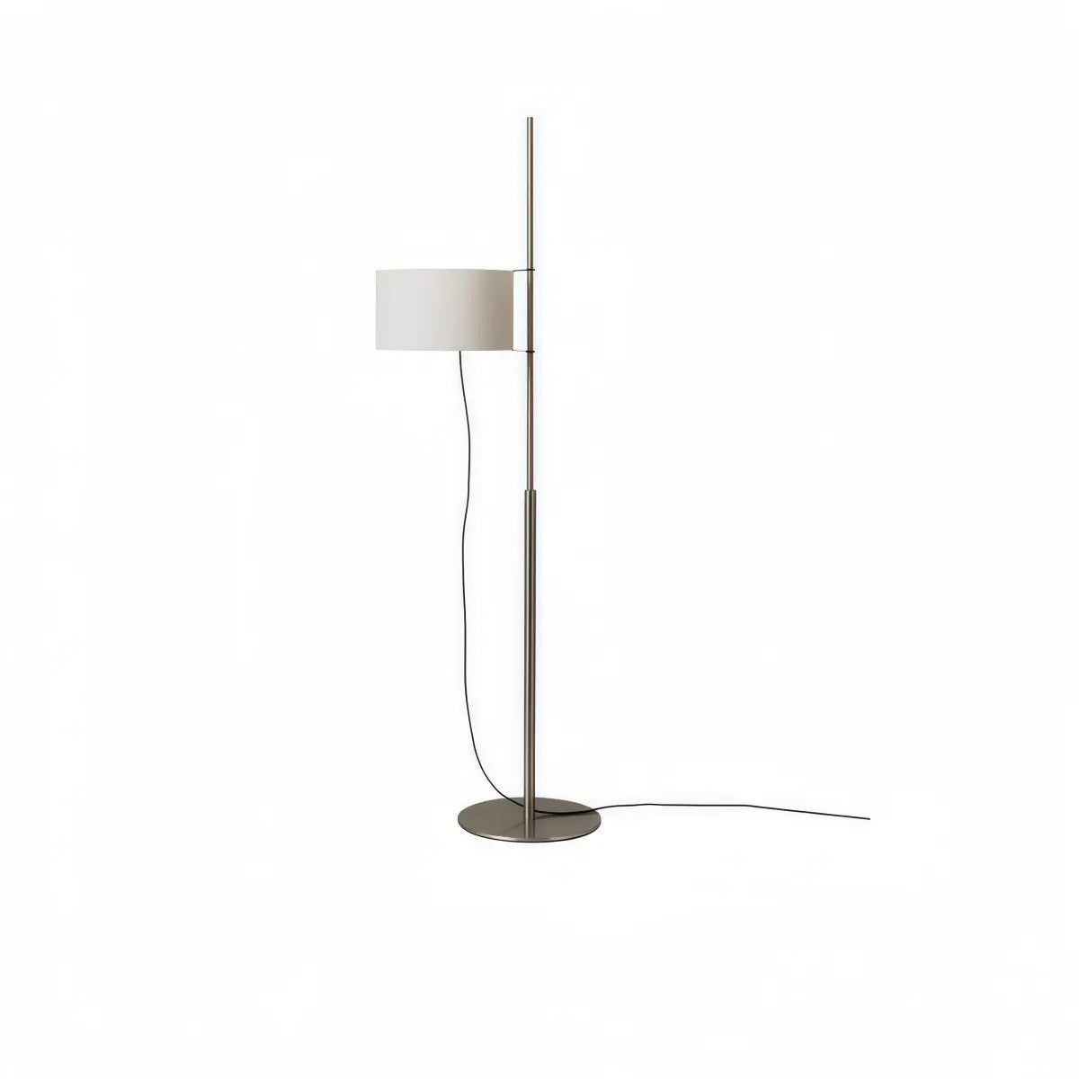 Vivara Mid-Century Floor Lamp -- Fabric Shade Nickel for Living Room
