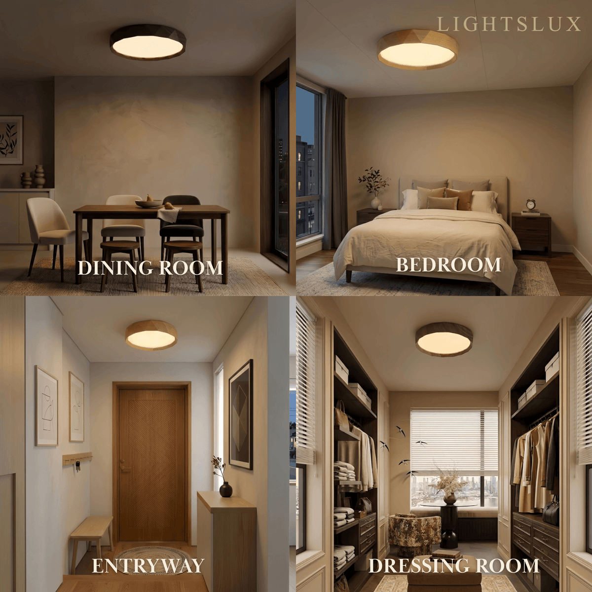 Arcato Vintage Wood‑Grain Ceiling Light - Iron & Acrylic for Living Room