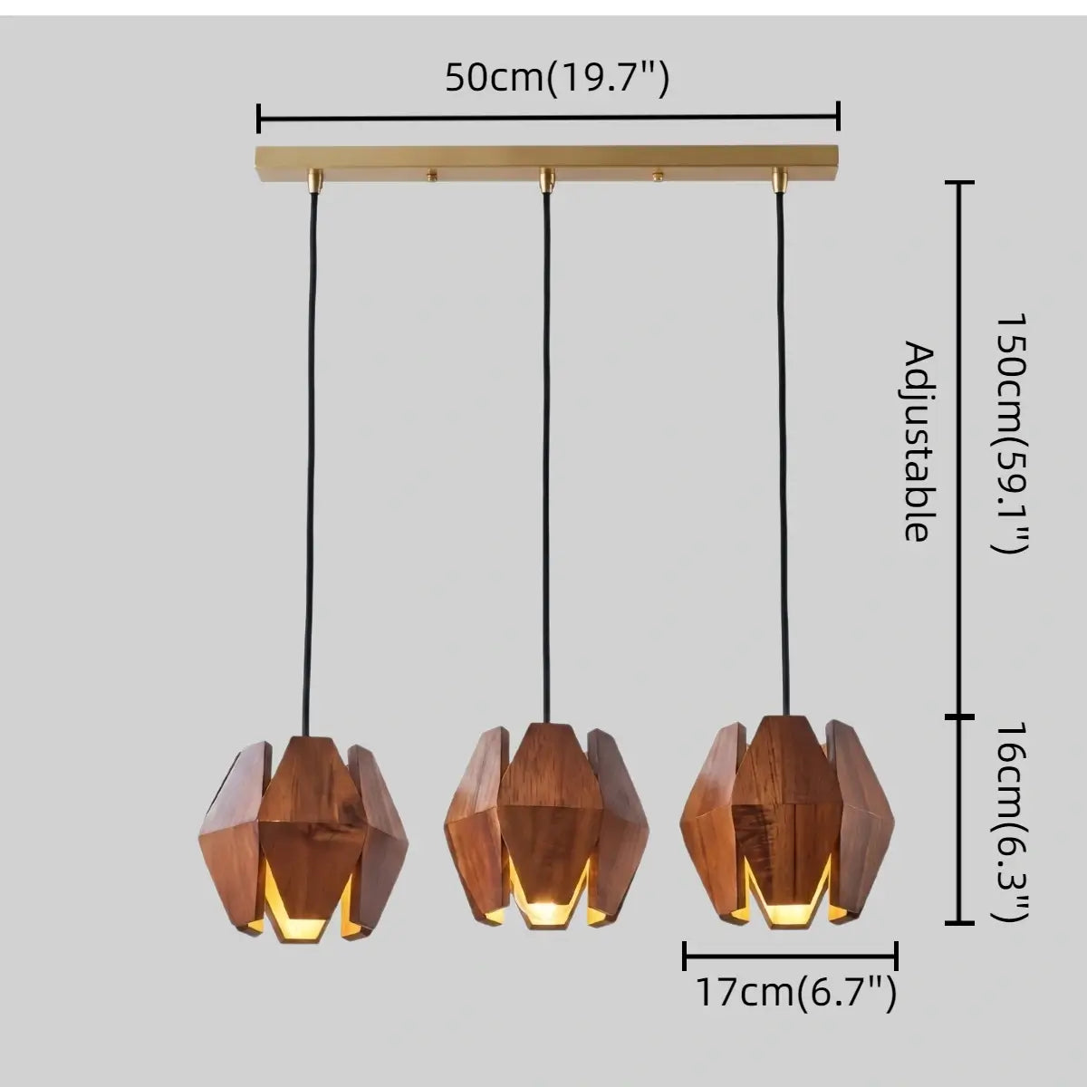 Arcato Vintage Pendant Light Wood - Walnut for Dining Room